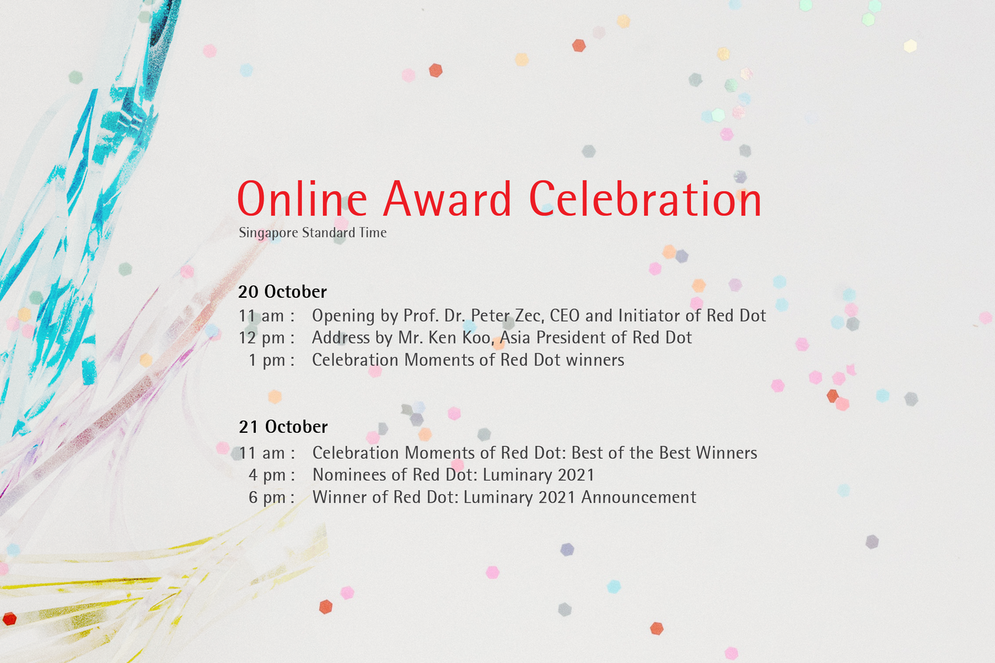 Award Celebration on 20 and 21 October 2021