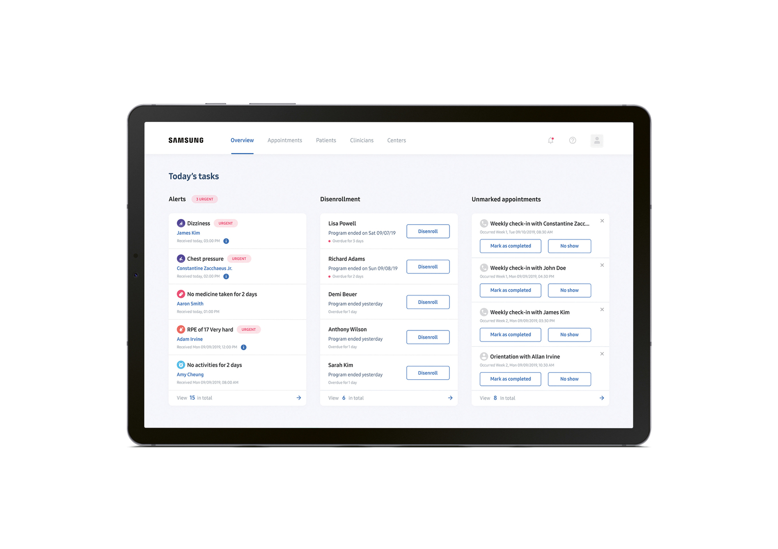 Samsung Clinician Dashboard